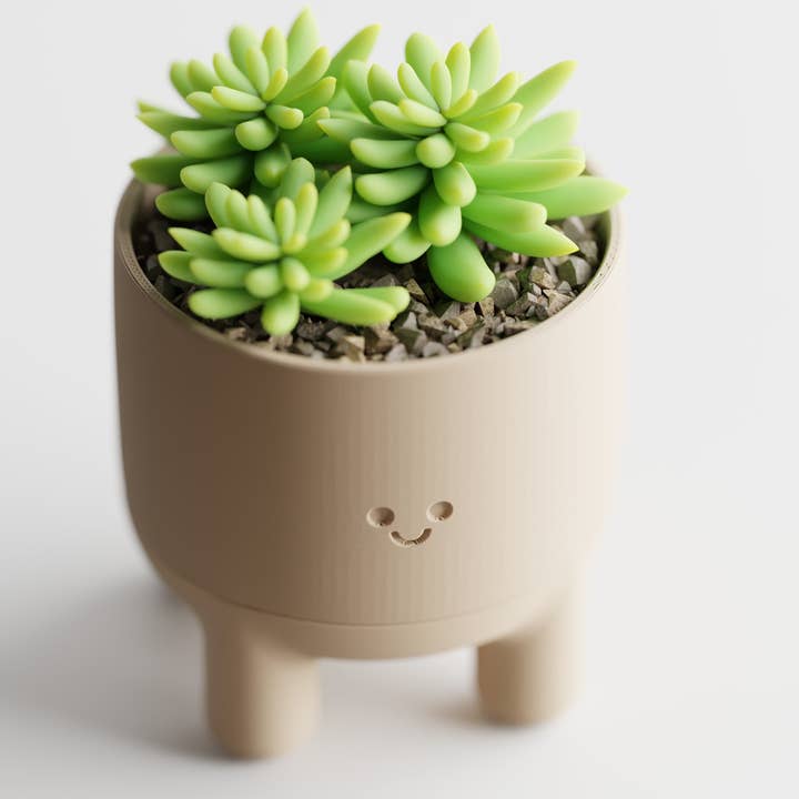 The Butler's Company - Wholesale Plant pot - Happy Smiley Face Planter with Drip Tray Solid Colors1