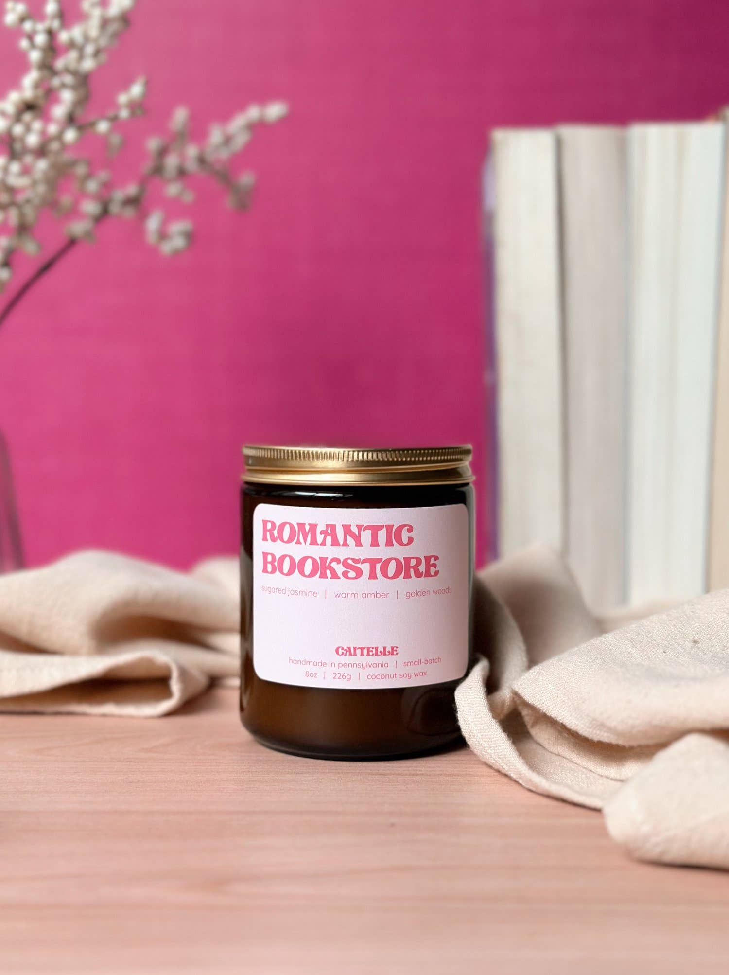 Caitelle - Wholesale Jar/Filled Candle - Romantic Bookstore Bookish Handmade Coconut Soy Wax Candle2