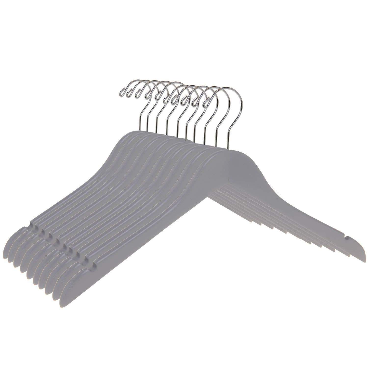 Quality Hangers – Großhandel Kleiderbügel – W061 Halb gebogene Holz-Kleiderbügel, 17,5 „Hellgrau - 801