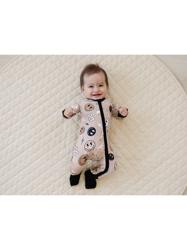 Lucky Panda Kids - Wholesale Jumpsuit - Baby - Bamboo Zip Romper | Latte Rad Vibes7