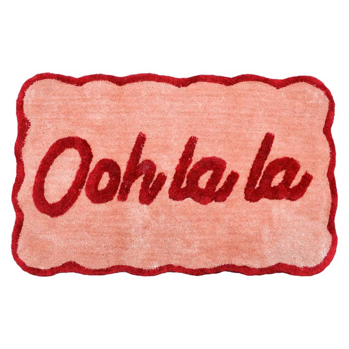 Allure Bath Fashions – wholesale Bath mat – Ooh La La Slogan Scallop Bath Mat Non Slip - Scalloped Rug