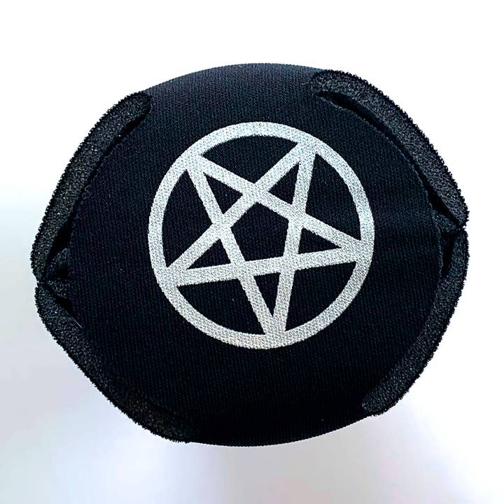 Krystan Saint Cat - Wholesale Drink Huggers & Koozies - Sunbathing For Satan Pentagram Black Neoprene Can Hold