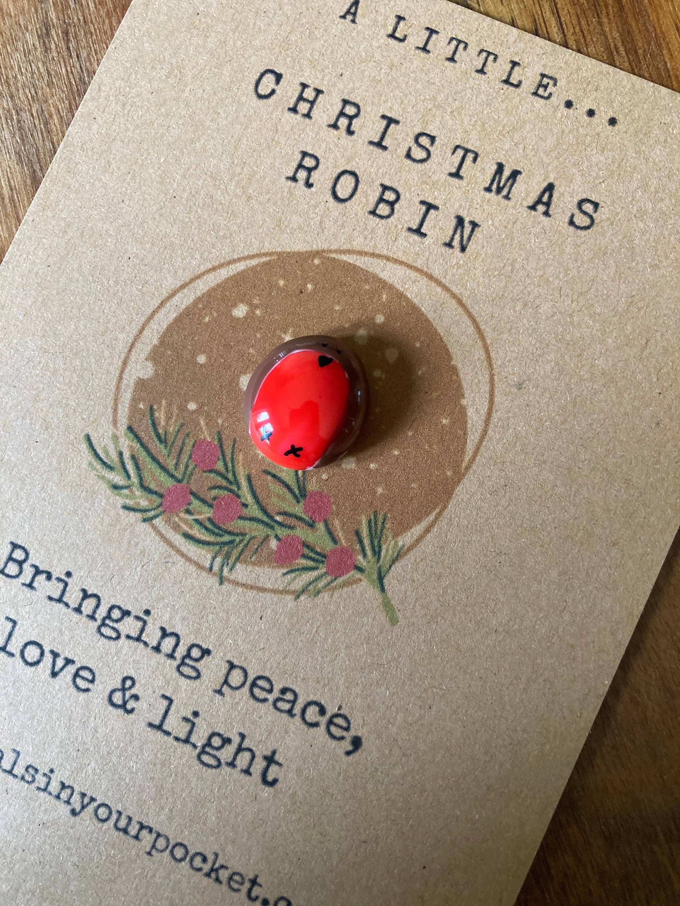 Pals in your Pocket - Wholesale Keepsake Coin/Token - Christmas Robin Bereavement Pocket Pebble With Bird Charm2