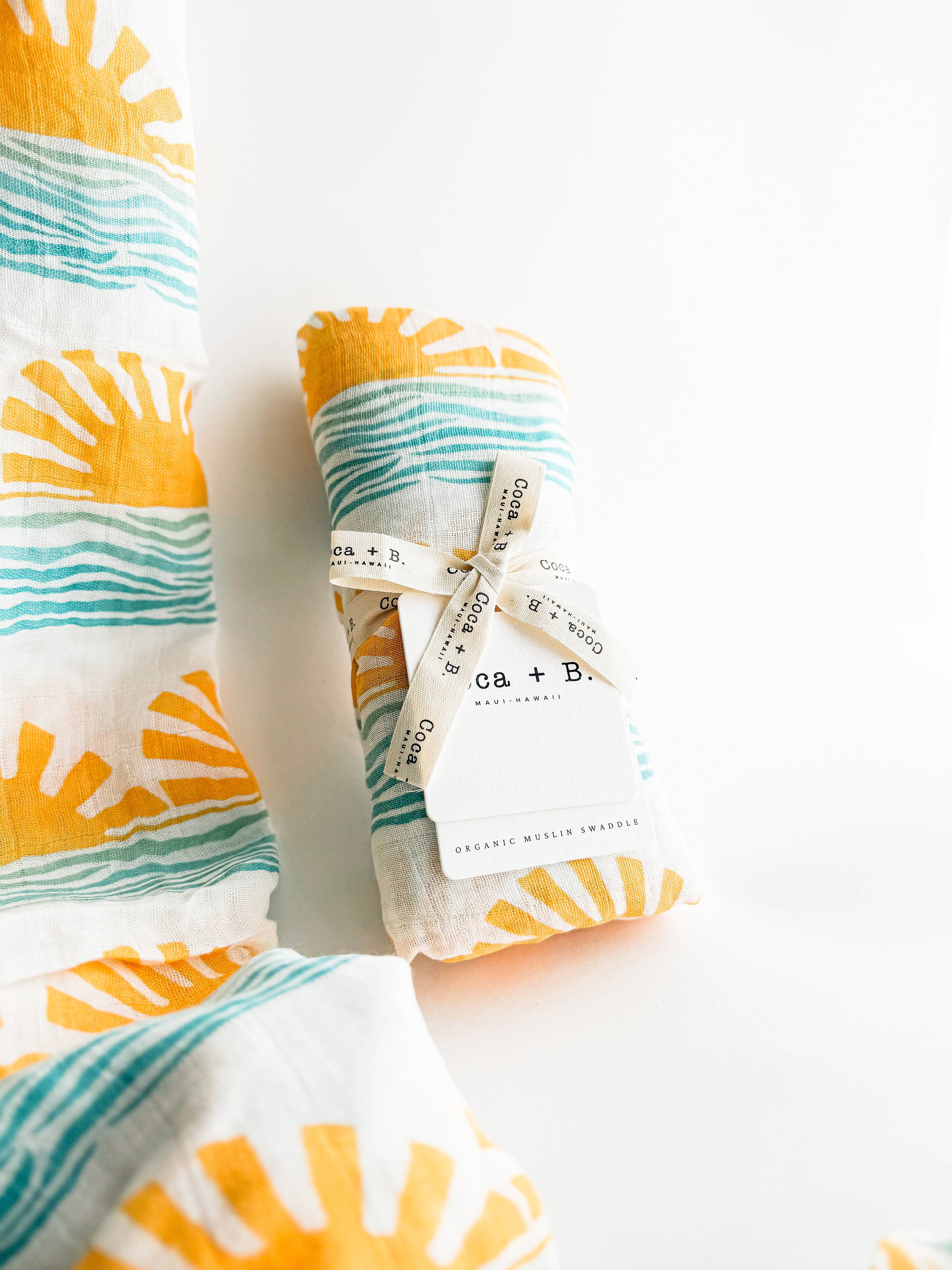 Coca + B.™ - Wholesale Milestone Blanket - Kids & Baby - Sun + Wave Organic Baby Swaddle | Surfer Nursery Decor4