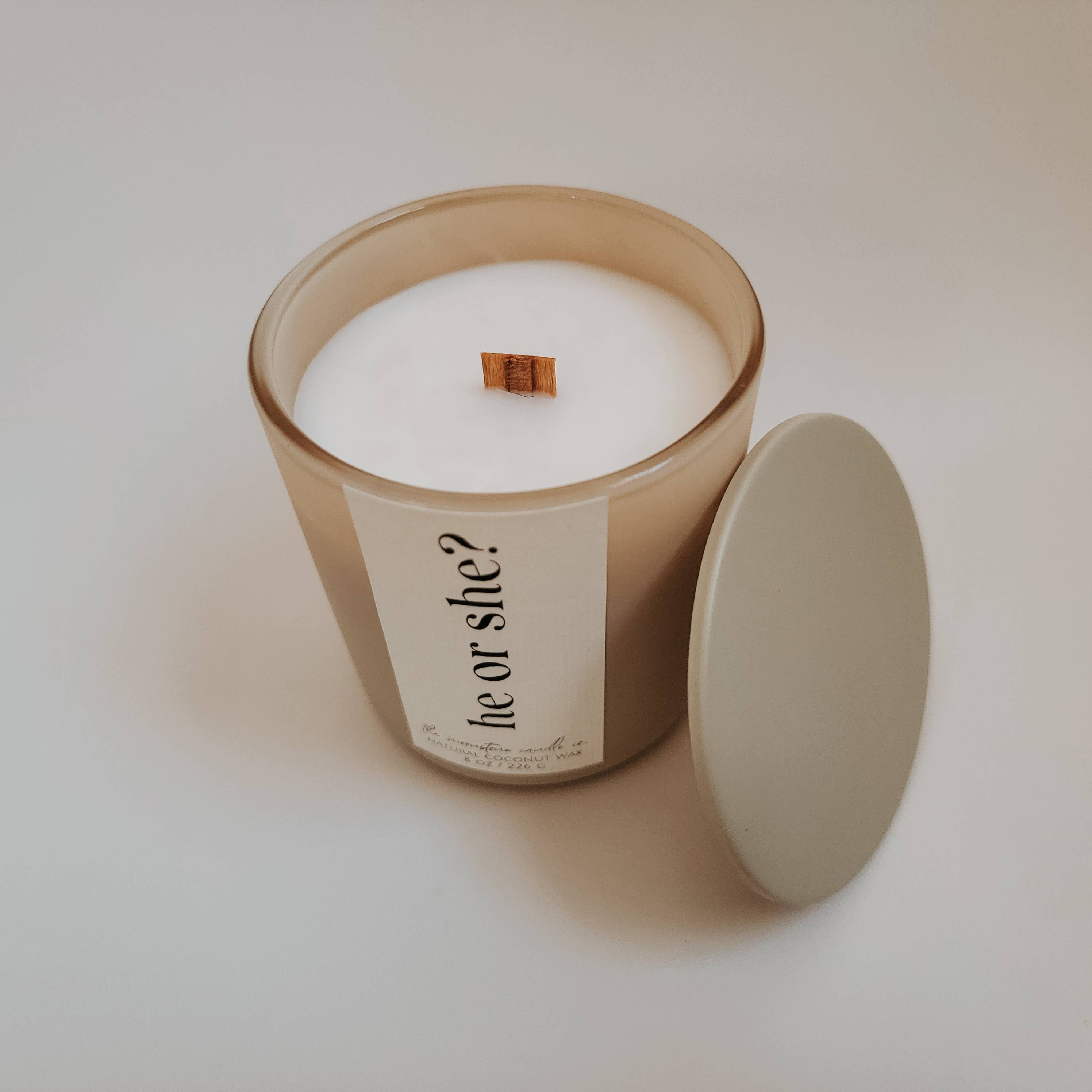 The Moonstone Candle Co. - Wholesale Jar/Filled Candle - Gender Reveal Natural Coconut Wax Wooden Wick Candle3