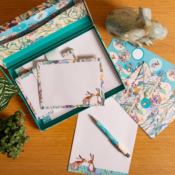 The Gifted Stationery Company - Wholesale Stationery/Notecard Set - Writing Set - Kissing Hares3