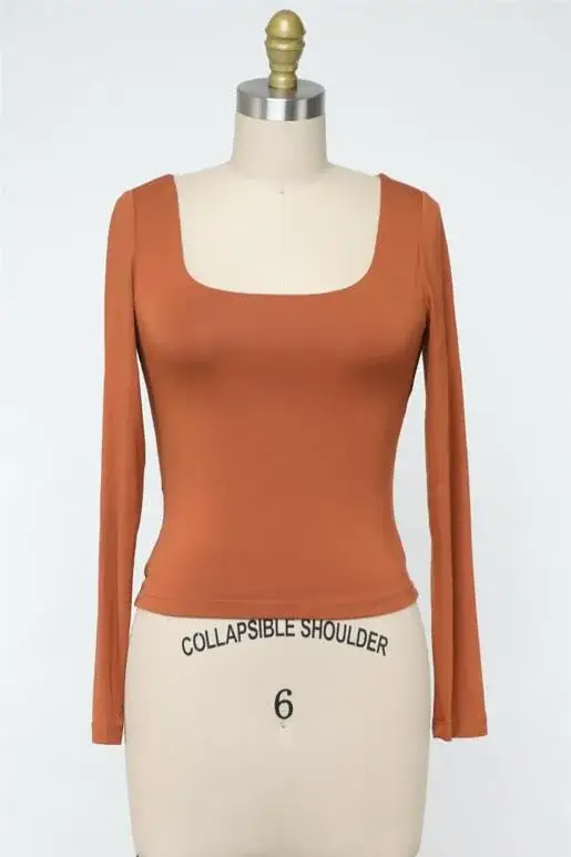 Final Touch - Wholesale Knit Top - Women's - Double Layered Square Neck Basic Top - T1710947