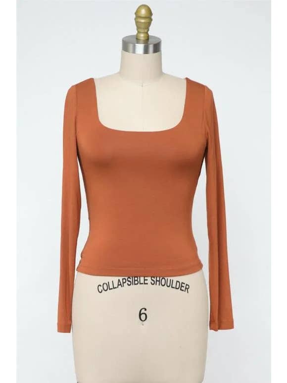 Final Touch - Wholesale Knit Top - Women's - Double Layered Square Neck Basic Top - T1710947