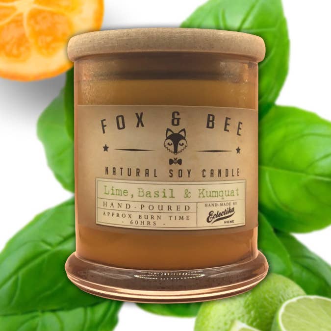 Bougie de soja au citron vert, basilic et kumquat pour la vente par Eclectika Home