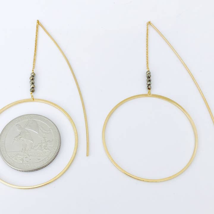 Modern Opus - Wholesale Dangle Earrings - Pyrite O Thread Earrings