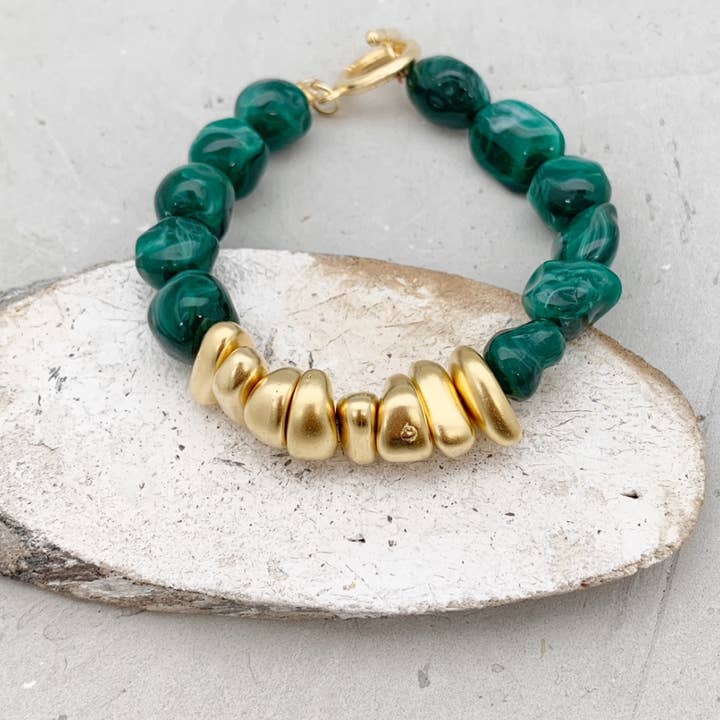 AVA| Green beads bracelet for wholesale by Niv Jewelry