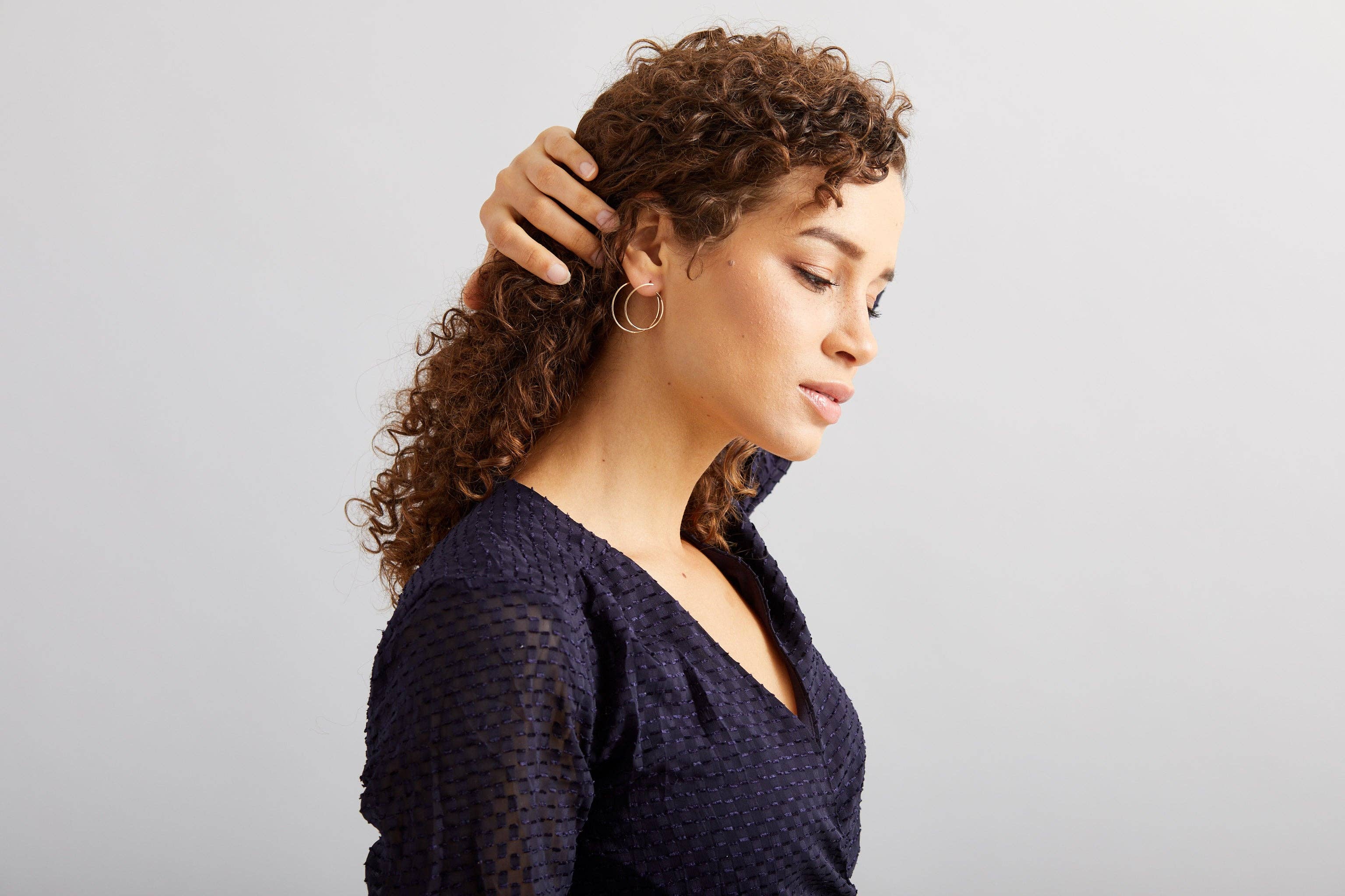 Aviv Jewelry - Vente Créoles - Alba - Boucles d'oreilles créoles doubles 3D12