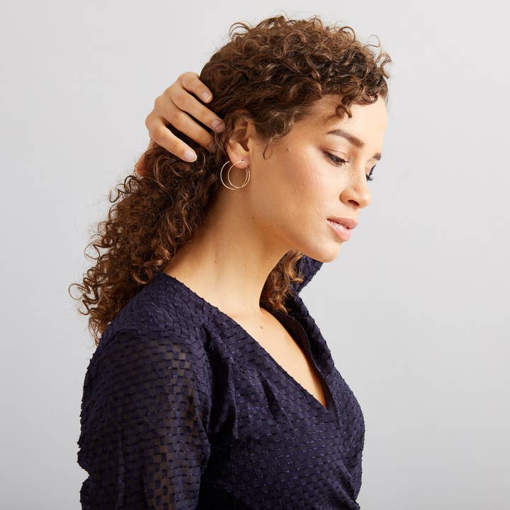 Aviv Jewelry - Vente Créoles - Alba - Boucles d'oreilles créoles doubles 3D12