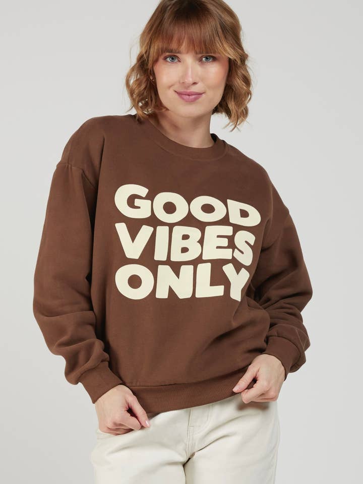 GOODVIBES - Sweatshirt „Good Vibes Only“ mit Samtgefühl für den Großhandel von Andy & Lucy