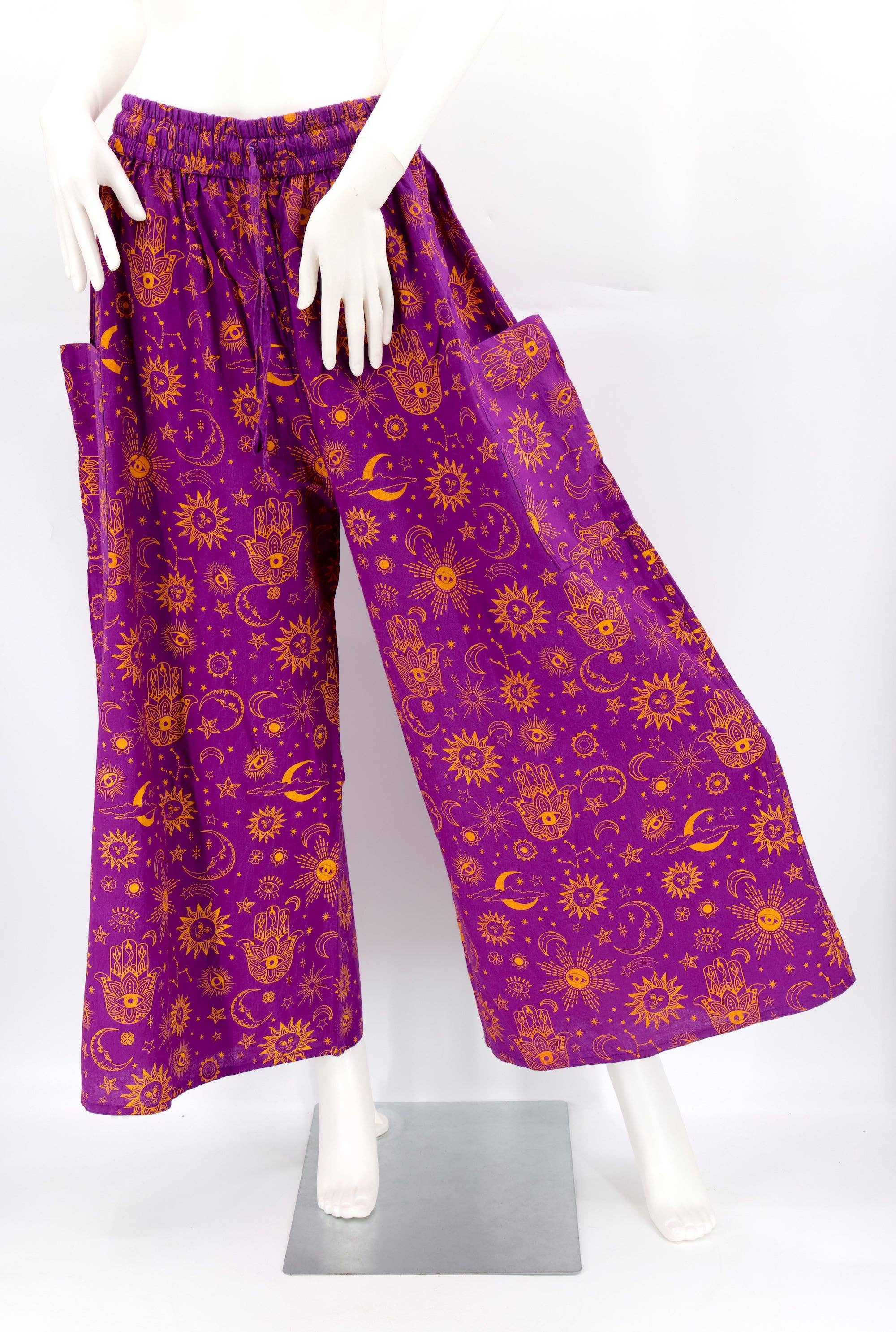 Himalaya Handmade - Wholesale Pants - Women's - Cotton Hippie Handmade Harem Celestial Print Wide Leg Bohemian Trousers5