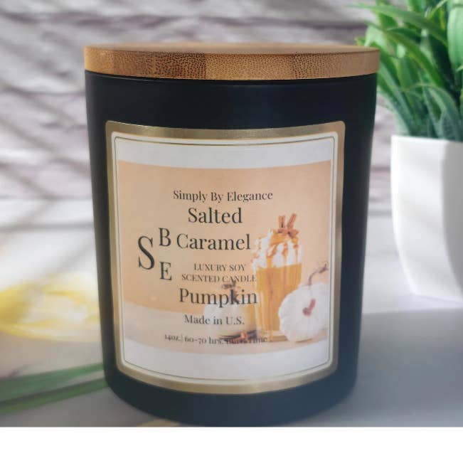 Bougie parfumée au soja et à la citrouille au caramel salé, bougies en pot, pour la vente par Simplybyelegance