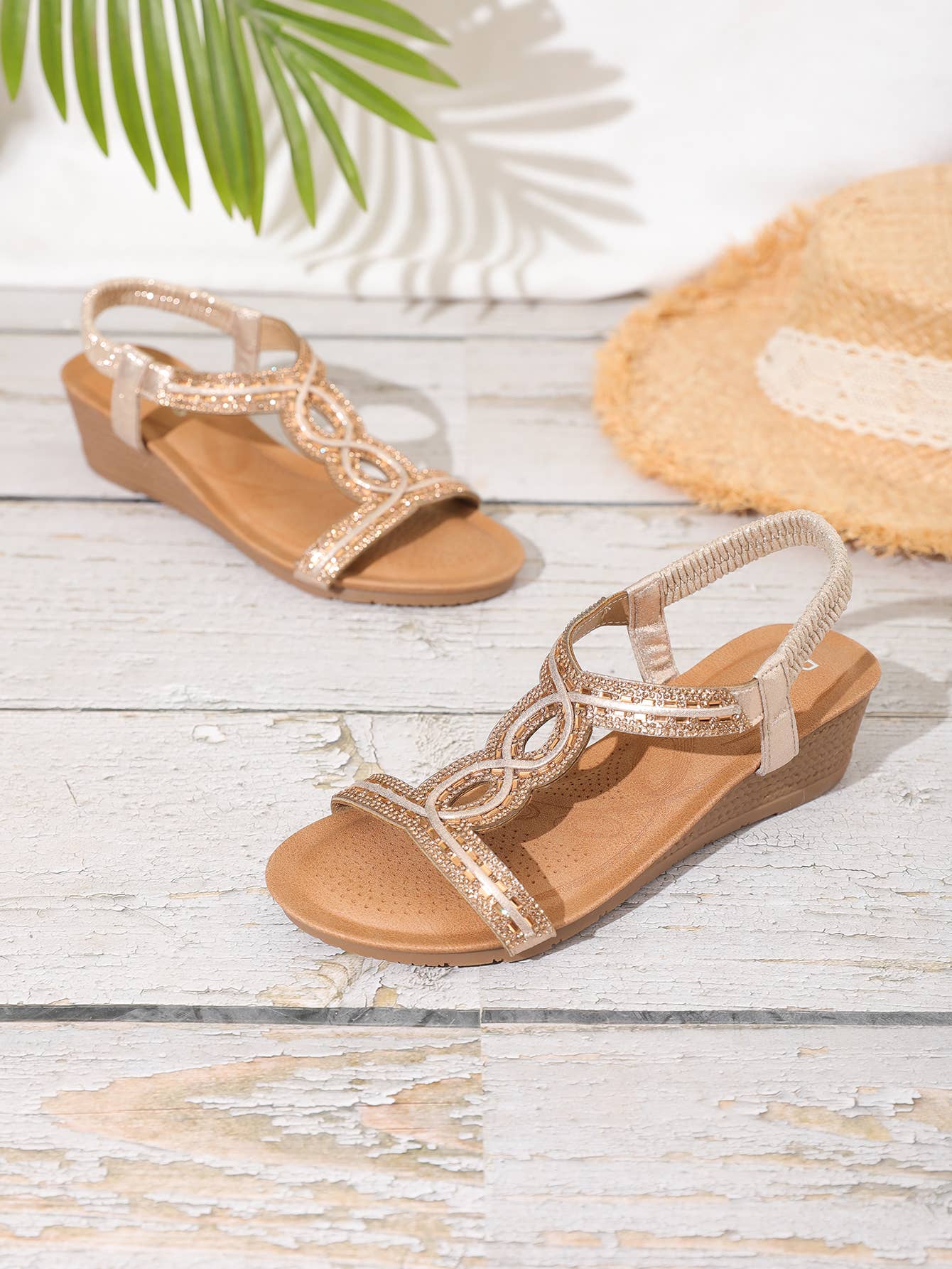 Rentoes – wholesale Sandals – Women's – Ladies' Full Diamante Braided Strap Wedged Sandal JS698-3115