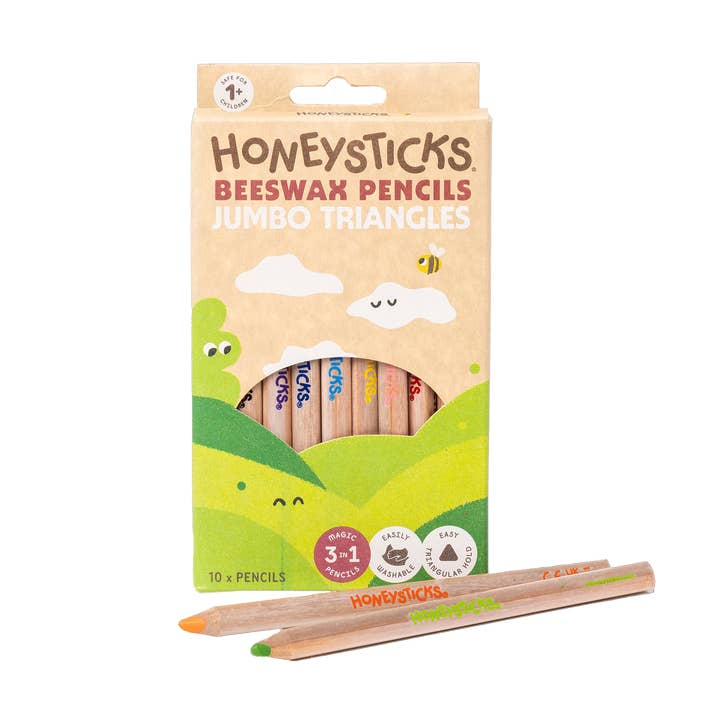 Honeysticks - Wholesale Colored Pencil - Honeysticks Beeswax Pencils Jumbo Triangles 10pk