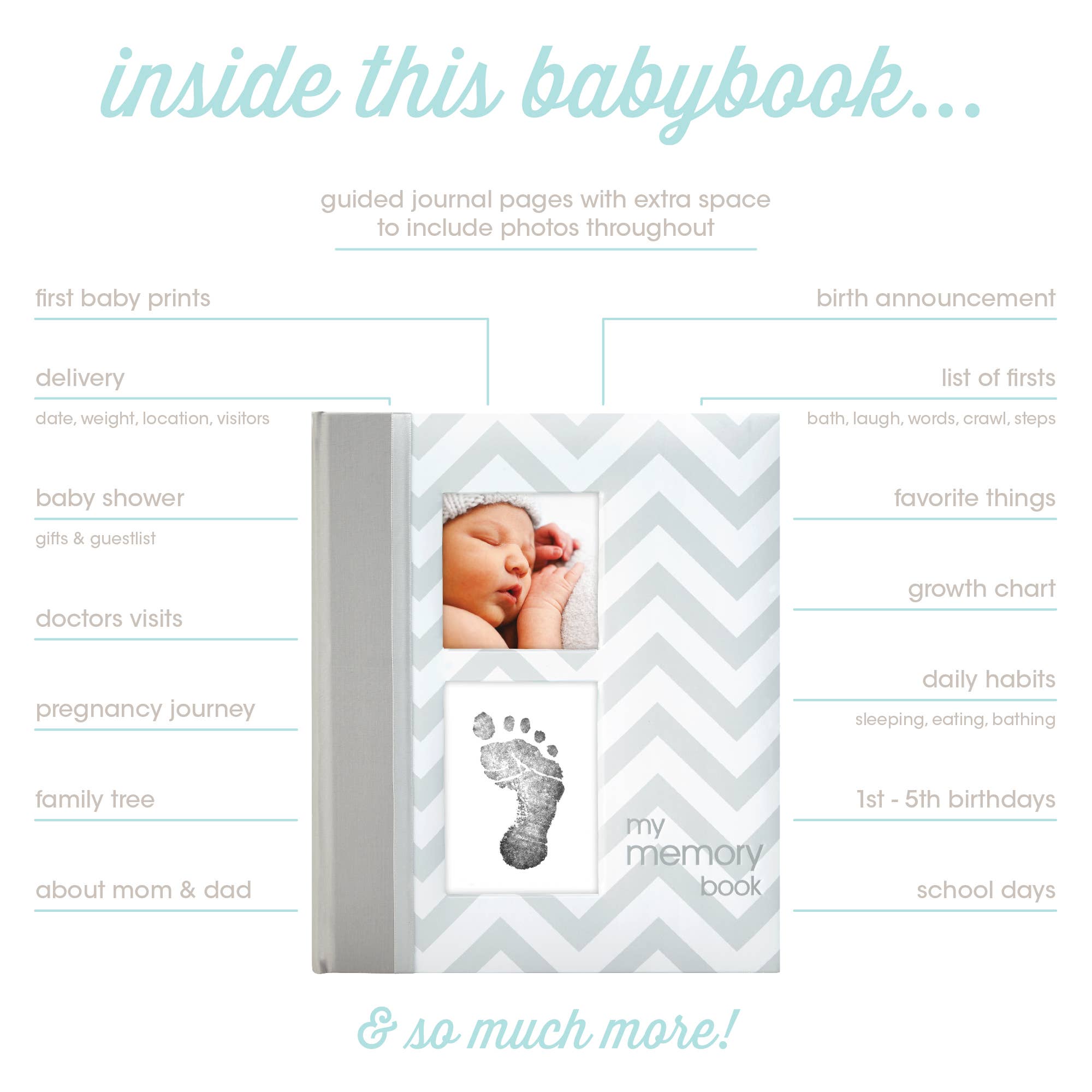 Pearhead - Wholesale Memory Book - Kids & Baby - Chevron Baby Book and Clean-Touch Ink Pad Kit11