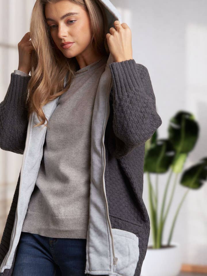 ADORA LA - Wholesale Jacket - Women's - CESW3210 - ZIP UP SWEATER HOODIE JACKET4