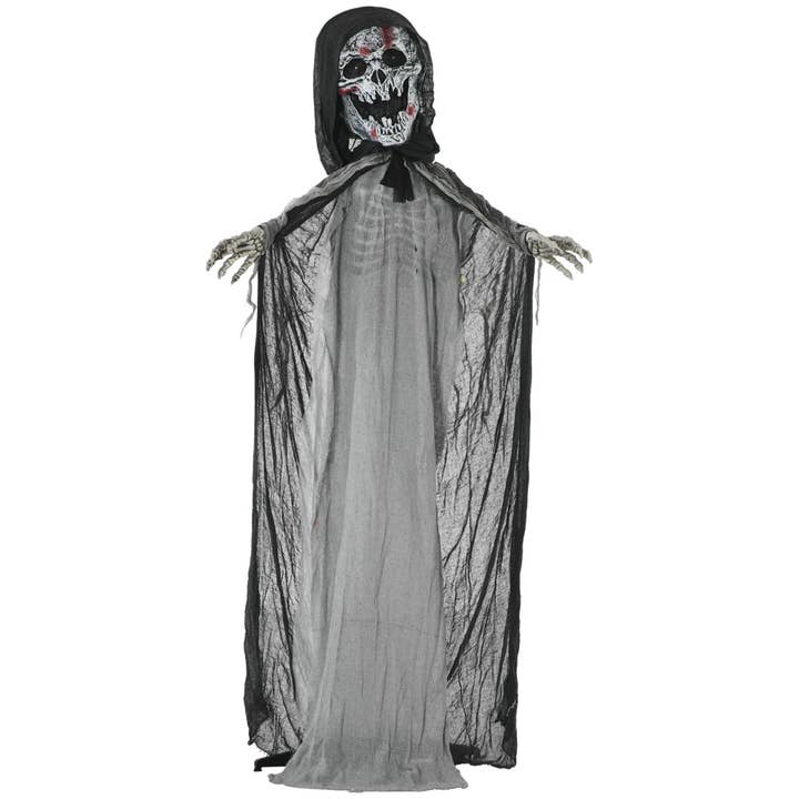 39F Inc. - Wholesale Outdoor Ornament/Decor - Outsunny 74' Life Size Outdoor Halloween Decorations Skeleton Witch, Animated Prop Animatronic Decor with Sound and Motion Activated, Light Up Eyes and Chest, Howling and Chain Sound