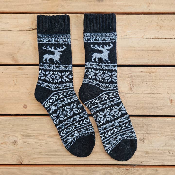 NorraVilla - Wholesale Socks - Women's - Alpaca wool socks - Nordic Unisex REINDEER - 39-46 10