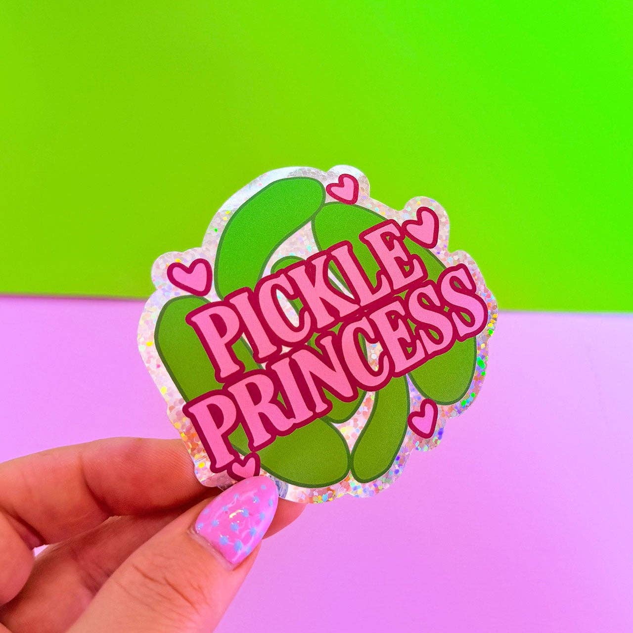 Printed Weird – wholesale Sticker – Pickle Princess Glitter Sticker1