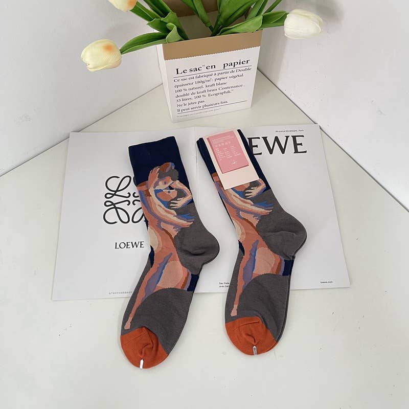 Tourtiwi - Wholesale Socks - Unisex - Retro Art Abstract Print Mid-Calf Socks14