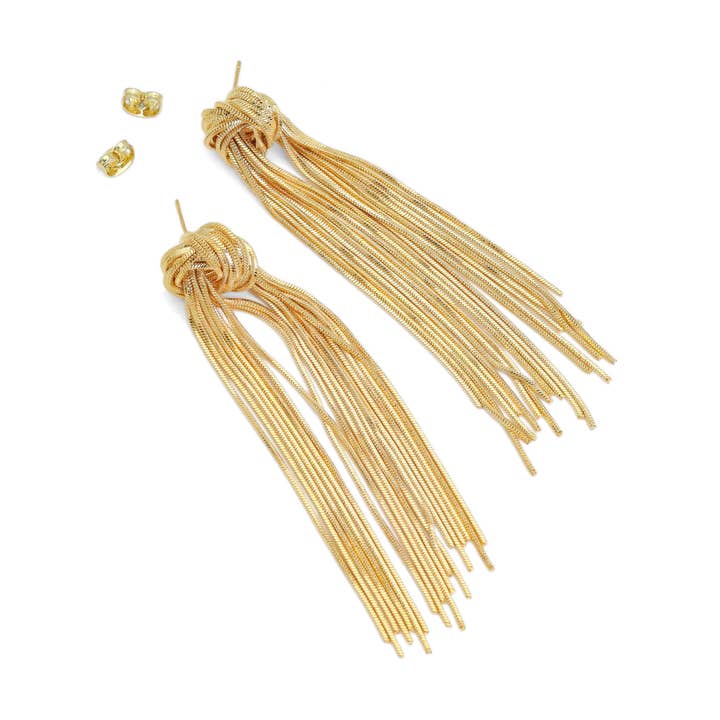Gold Tassel Chain Earrings, Sku#ZX200 for wholesale by BestBeads&Beyond