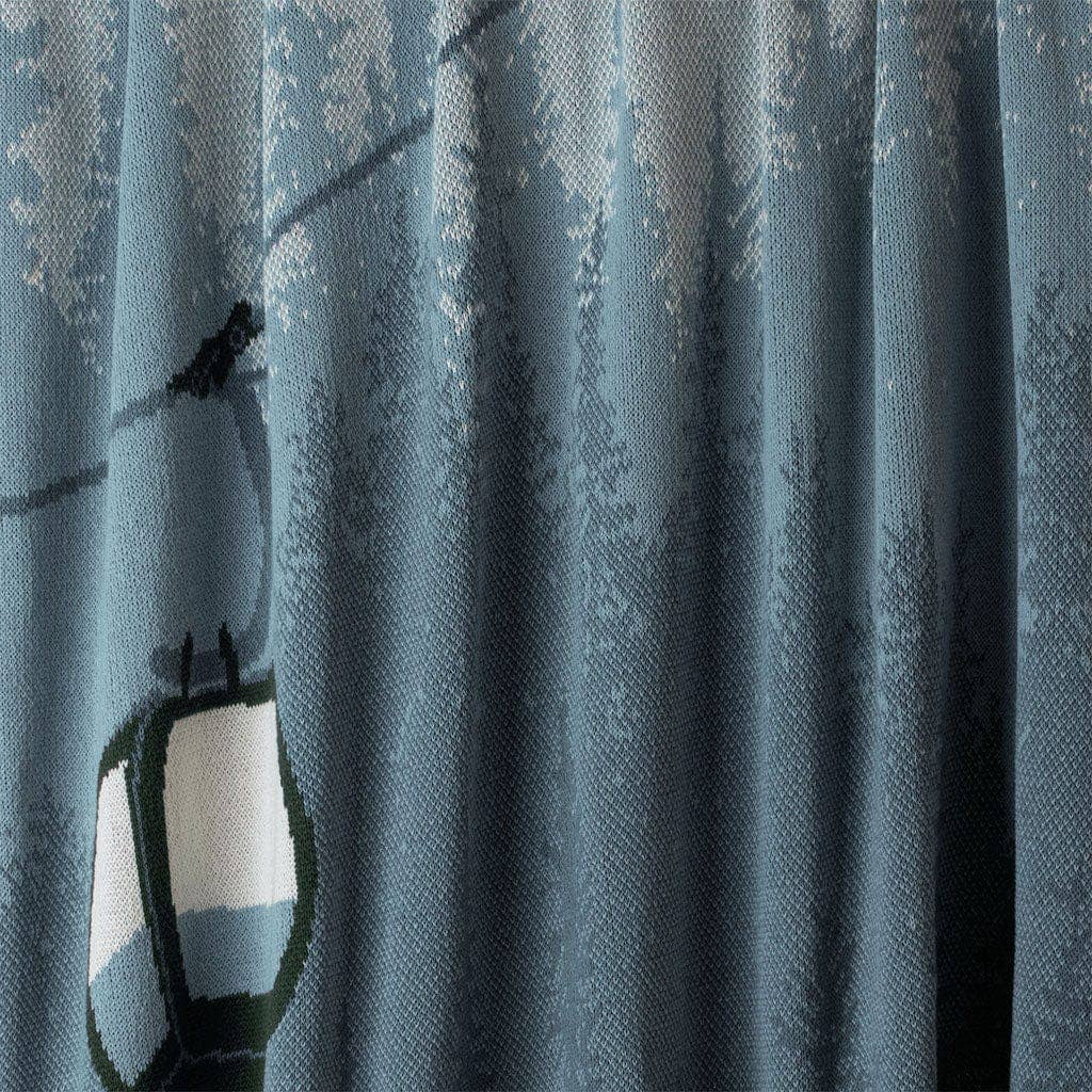 bleu Couverture en maille durable en coton | Cadeau de vacances d'hiver - Télésiège alpin en vente sur Faire2