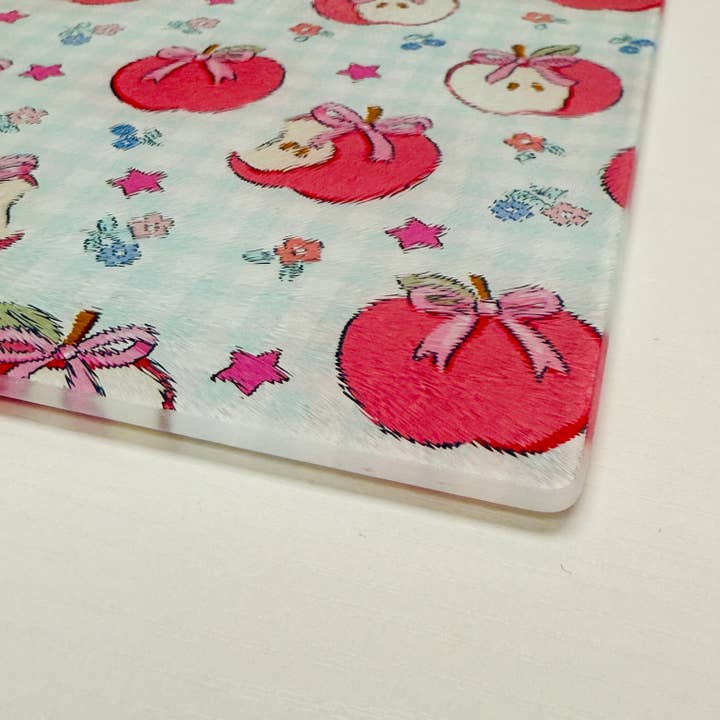 Glass Cutting Board, Gingham Apple Pattern for wholesale by Sonny Rising