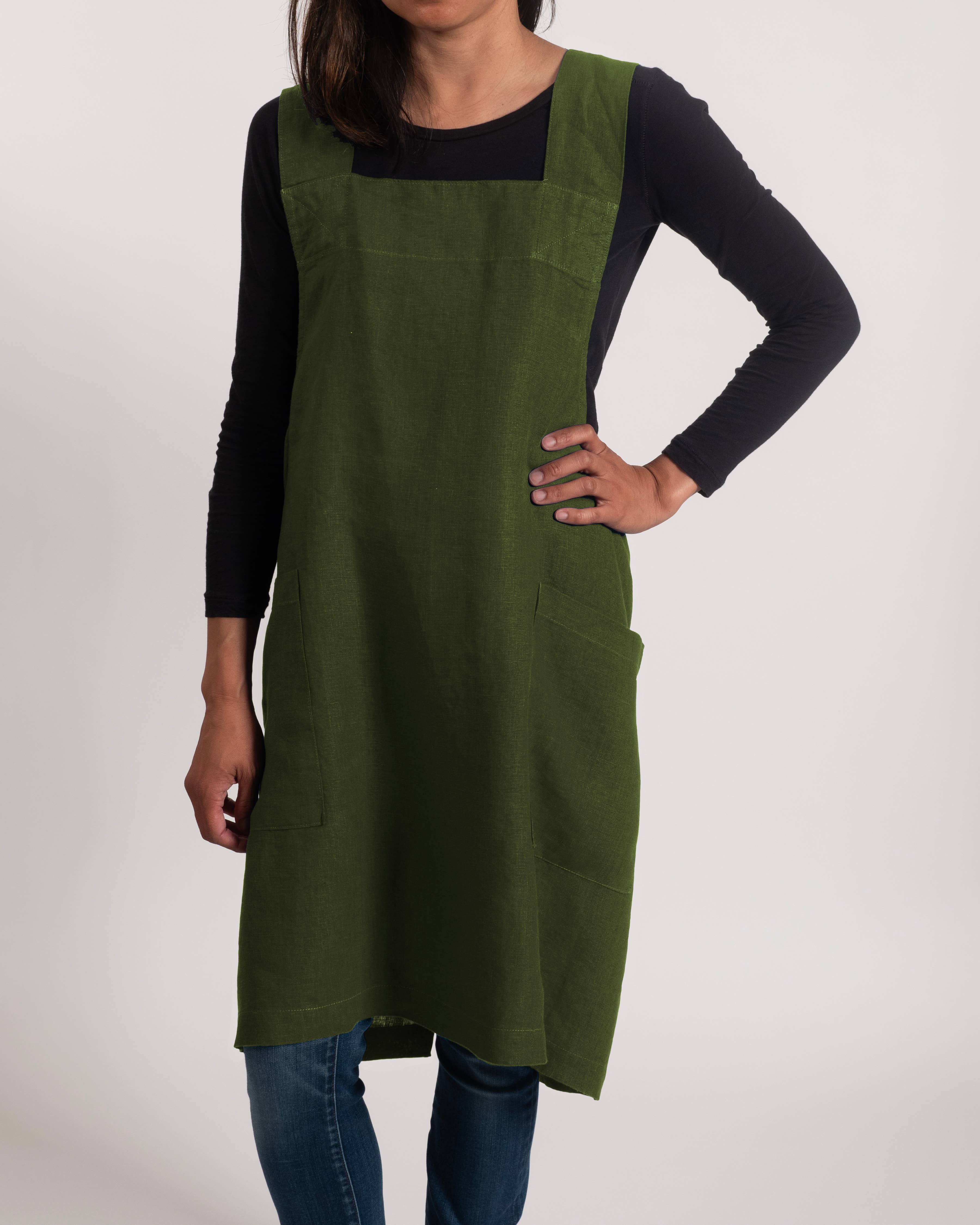 KAF Home - Wholesale Apron - KAF Home Firenze Stone Washed Linen Cross Back Smock Apron1