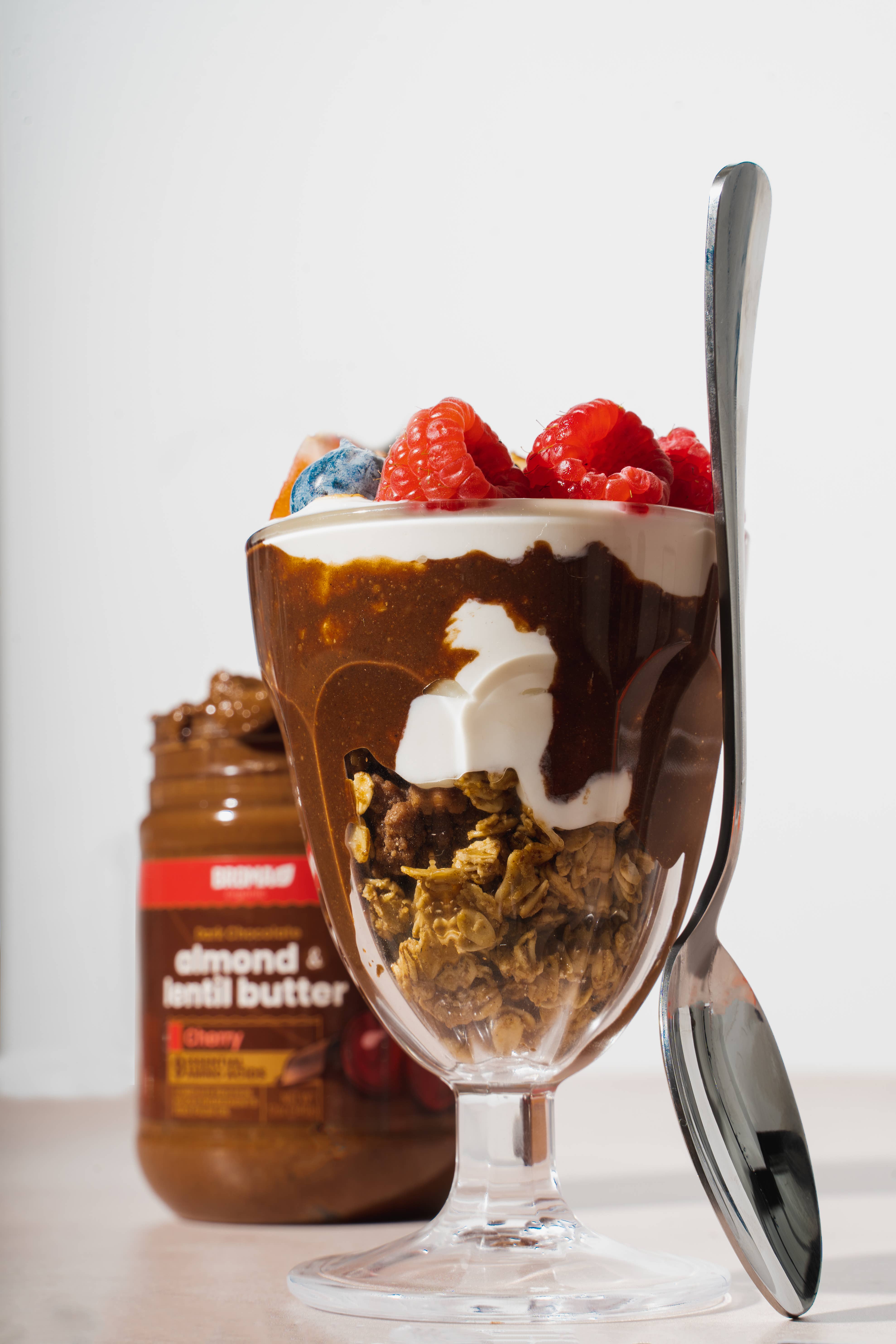 Broma - Wholesale Nut Butter - Broma Dark Chocolate Cherry Almond and Lentil Butter2