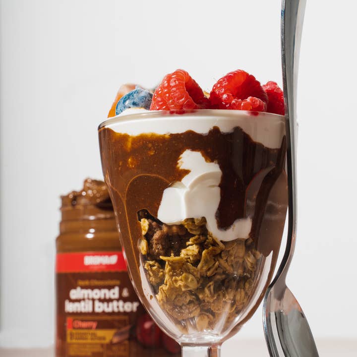 Broma - Wholesale Nut Butter - Broma Dark Chocolate Cherry Almond and Lentil Butter2