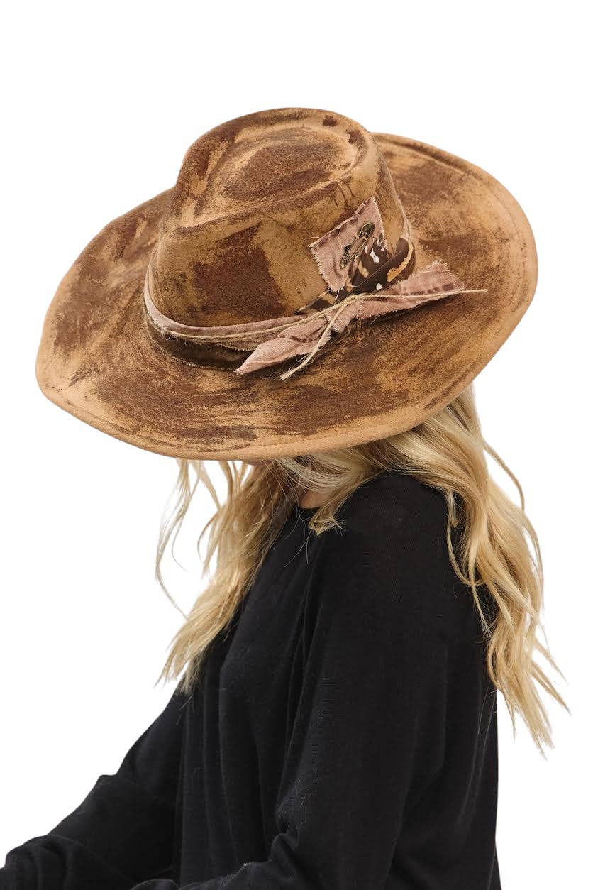 Rope & Spurs - Wholesale Cowboy Hat - Women's - Distress Vintage Shapable Fedora Cowboy Hat3
