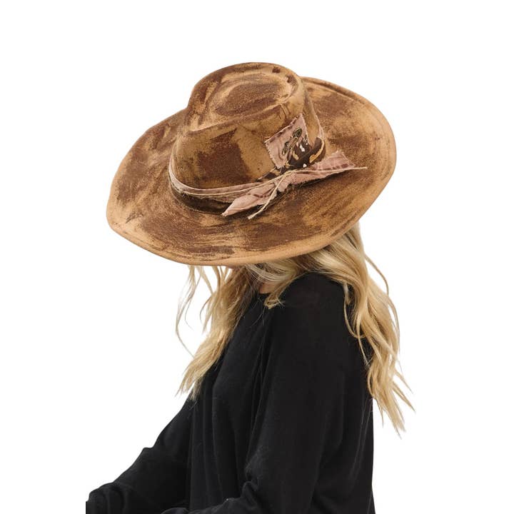 Rope & Spurs - Wholesale Cowboy Hat - Women's - Distress Vintage Shapable Fedora Cowboy Hat5