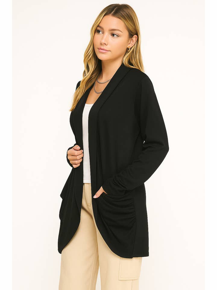 Winslow Collection - Wholesale Cardigan - Women's - SOFT WRAP SHIRRED SIDE OPEN CARDIGAN6