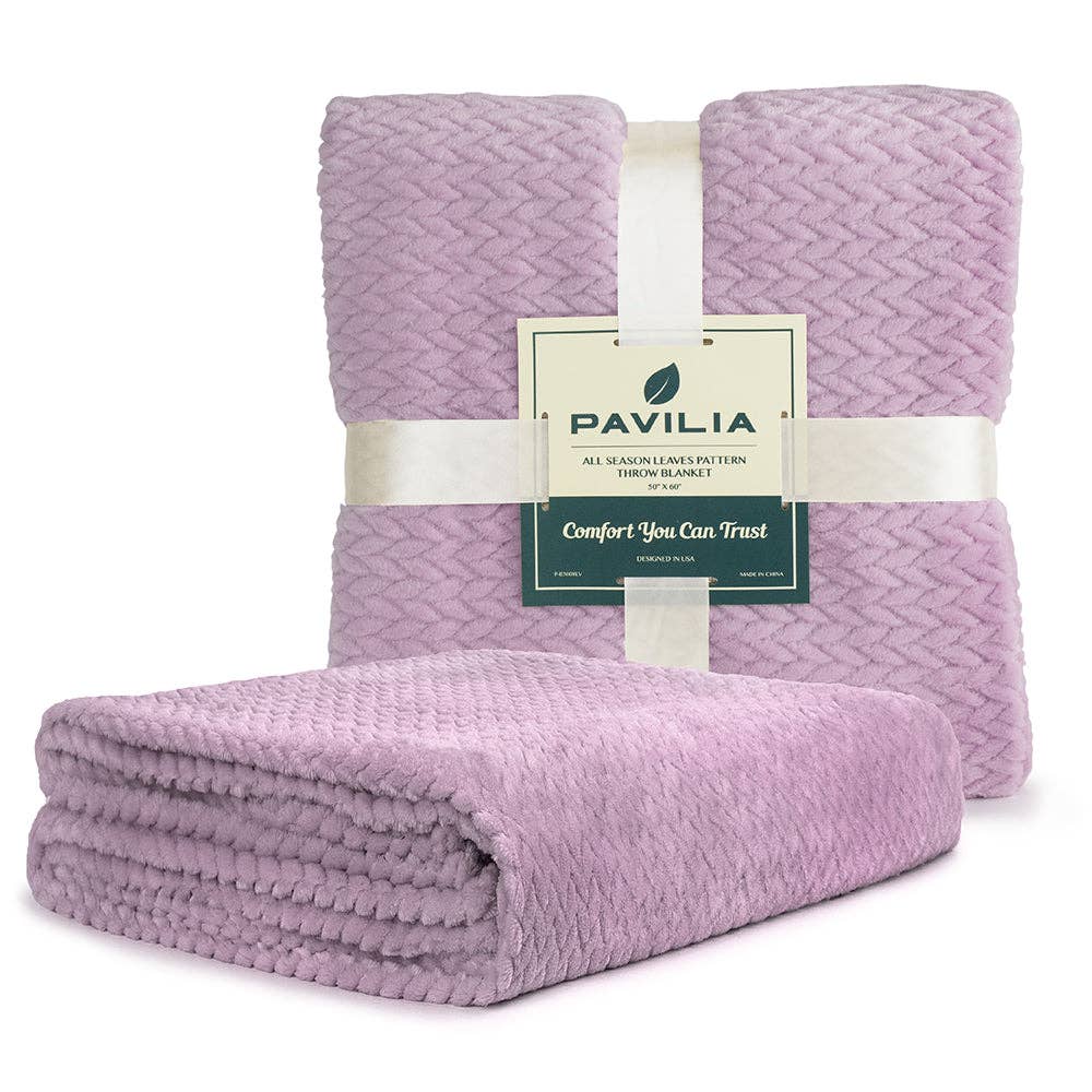 Pavilia – Manta para sofá por atacado – Cobertor de fleece texturizado com estampa de folhas72