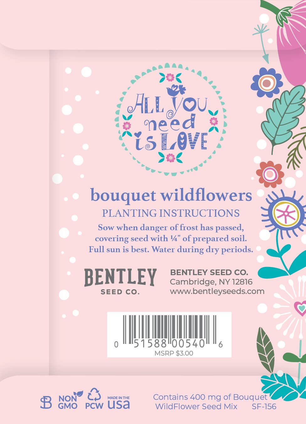 Bentley Seed Co. - Wholesale Love Card - All You Need is Love Fun Wildflowers1
