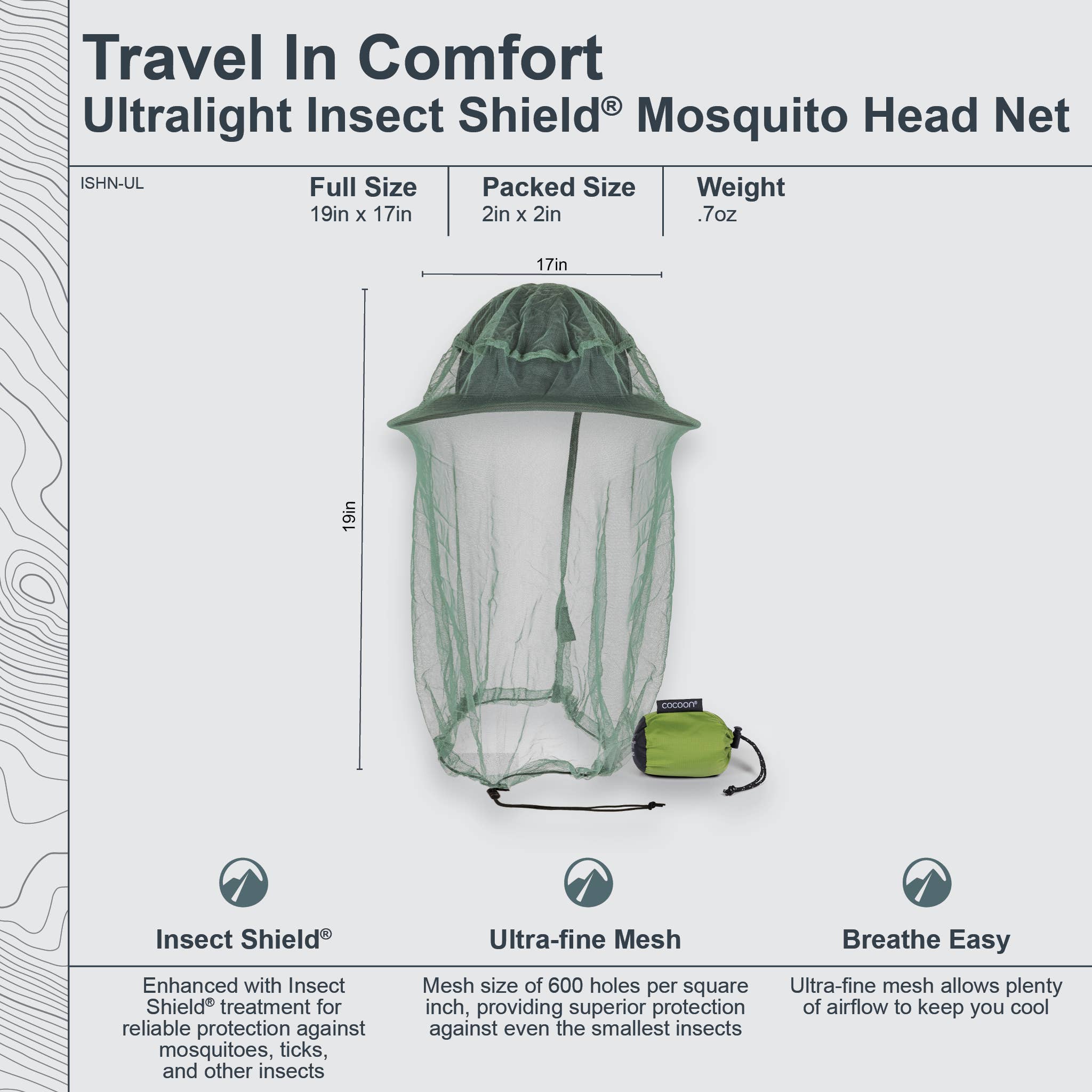 Silt Green Insect Shield® Mosquito Head Net Ultralight for wholesale on Faire1