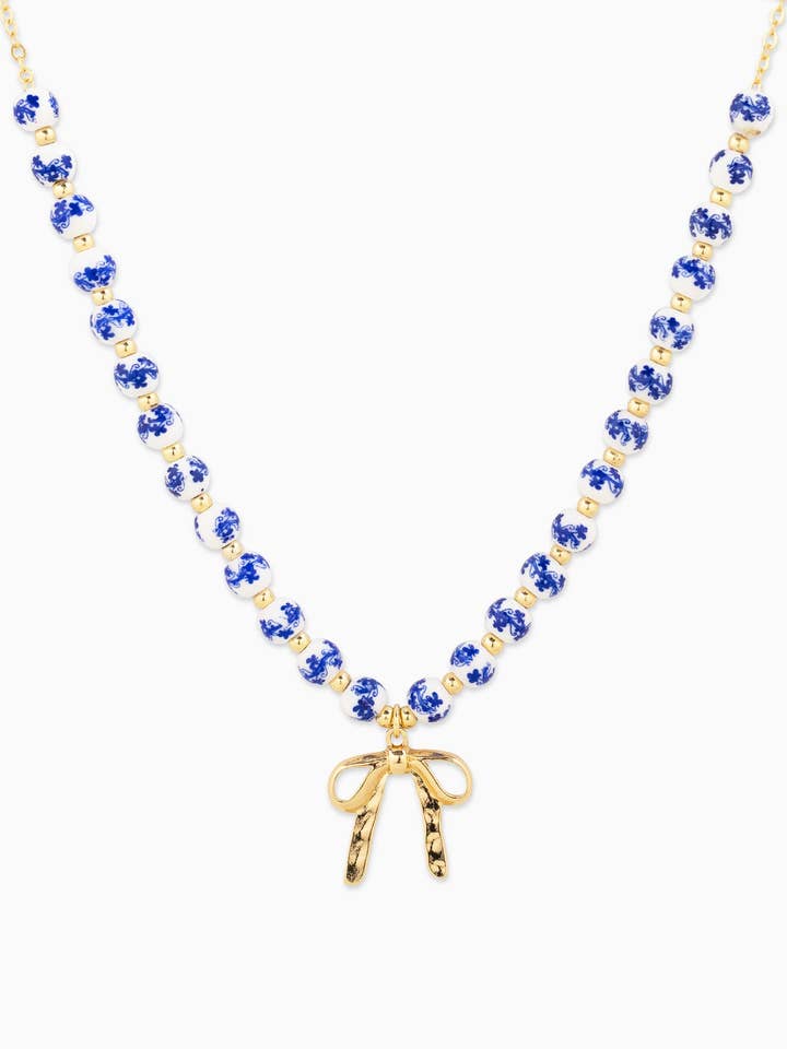 Keramiskt Blått Pärlhalsband med Båghänge för wholesale av Sessori