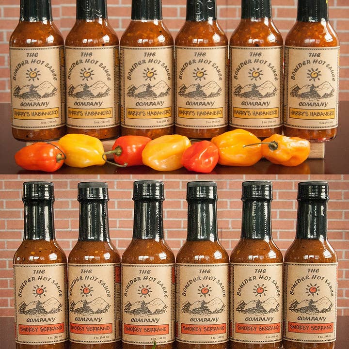 Boulder Hot Sauce – Molho picante por atacado – Caixa Mista 6 Serrano 6 Habanero0