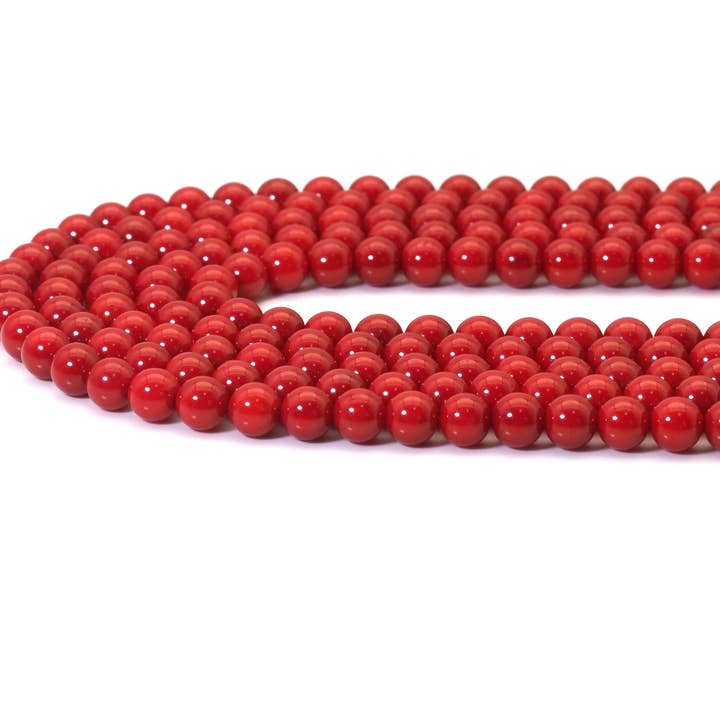 BestBeads&Beyond - Wholesale Beads - Natural High Quality Red Coral Round Smooth Beads, Sku#U1494