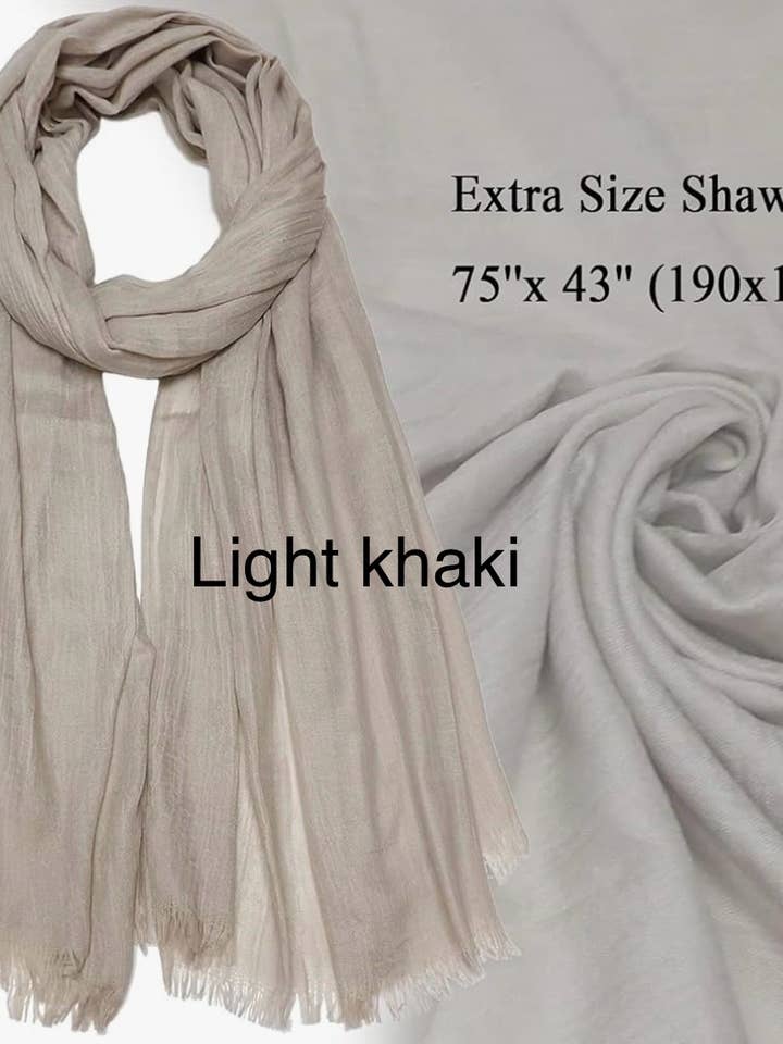 Chal, bufanda ligera de algodón orgánico, caqui claro para venta al por mayor de DesignsNYC