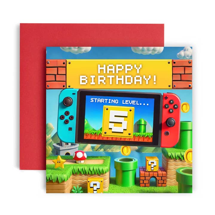 Starting New Level Gamer Birthday Card for Him for wholesale by Huxters