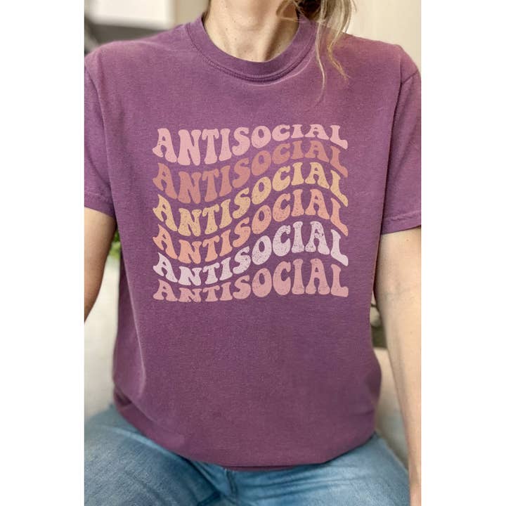 Pastel Antisocial Echo Comfort Colors Graphic Tee for wholesale by Kissed Apparel