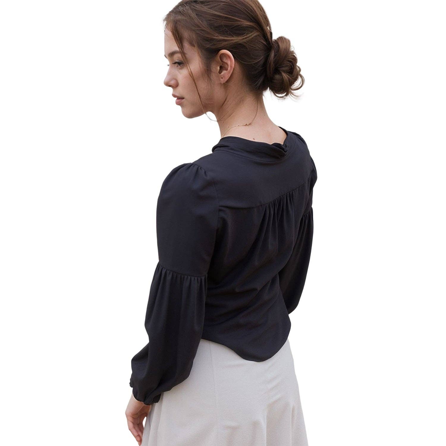 Robin K - Venta al por mayor Blusa - Mujer - Top tejido con corbata de mujer5