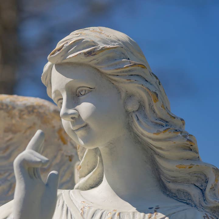Zaer Ltd. International - Wholesale Outdoor Ornament/Decor - 46" Tall Angel Statue w/ Billowing Dress and Bird "Maria"