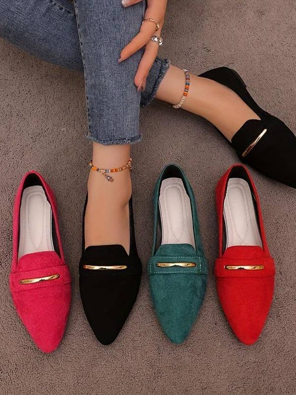Zapatos planos casuales de mujer con punta puntiaguda para venta al por mayor de ClassiQ