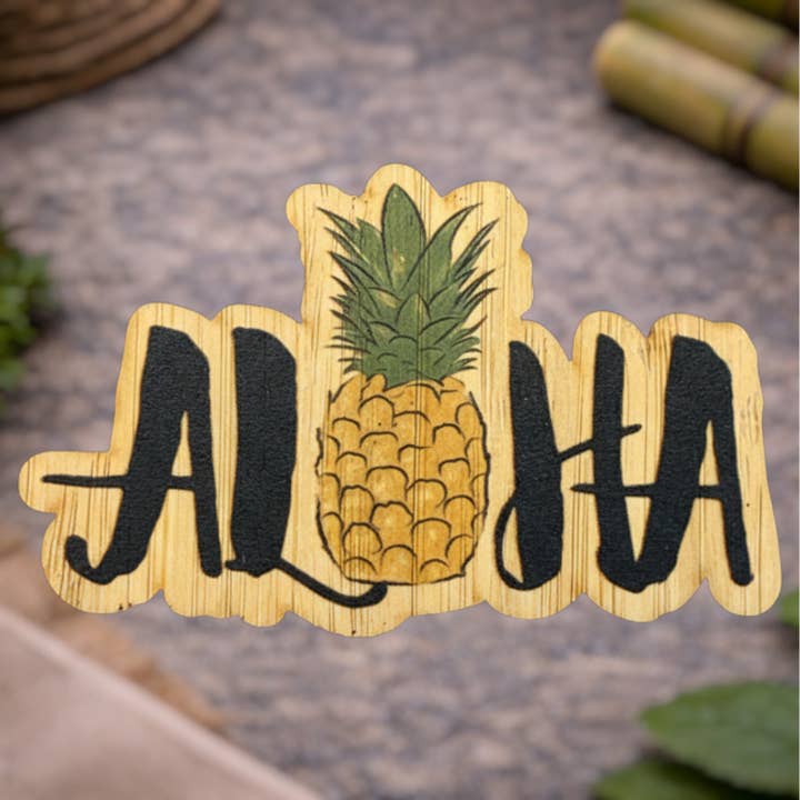 Aloha Pineapple for wholesale by Bamboo Wood Stickers